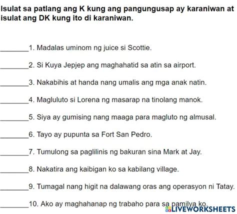 ayos ng pangungusap worksheet|Ayos ng Pangungusap activity .